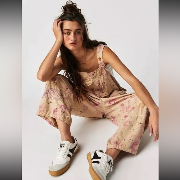 Magnolia Pearl Denim - Magnolia Pearl Free People Floral Print Love Orchid Bloom Overalls One Size NWT
